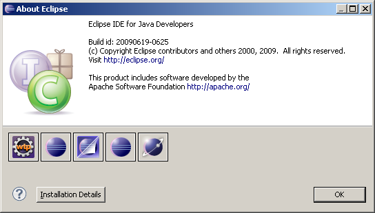 About Eclipse Dialog Box
