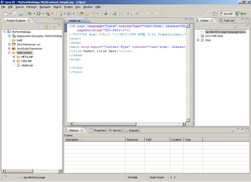 Eclipse workspace for JSP Editing